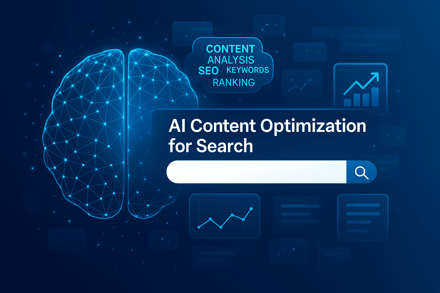 AI Content Optimization Illustration: KI-gestützte Suchmaschinenoptimierung visuell erklärt